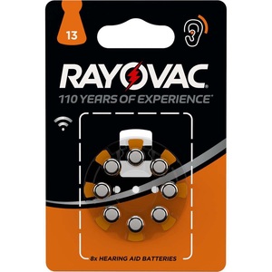 Pilas para Audífonos Rayovac Tamaño 13, Paquete de 8, Zinc-Aire, 1.4V - Product Image 1