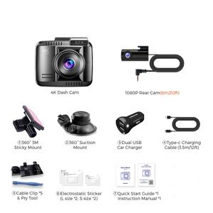 2024년 신제품 2.4인치 미니 <span class=keywords><strong>4K</strong></span> IPS 스마트 터치스크린 차량용 블랙박스 전후방 GPS & WiFi 듀얼 렌즈 - Product Image 6