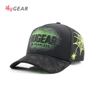 Topi Baseball Natal 4UGEAR Grosir, Topi Snapback Berbahan Katun dengan Pinggiran Melengkung, Topi 5 Panel Model A-Frame, Topi Ayah