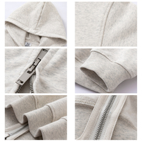Vêtements d'extérieur en molleton épais uni 445G, veste à double fermeture éclair, couleur unie, sweat-shirt à capuche ample pour hommes