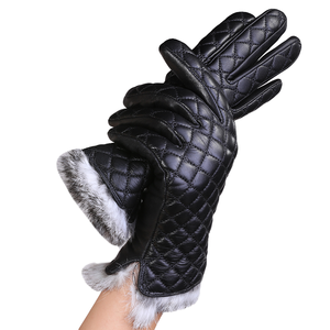 ถุงมือหนังสำหรับขับรถสำหรับผู้หญิงถุงมือหนังขนกระต่ายสุดหรูสำหรับฤดูหนาว - Product Image 2