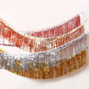 Оптовая продажа: Металлическая фольгированная гирлянда-бахрома, блестящая розовая, для декора стен, баннеры из мишурной бахромы для дней рождения, праздников, для использования в помещении и на улице - Product Image 1