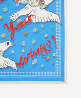 Foulard carré en soie à impression numérique personnalisée, motif 'Étends tes ailes', bleu vif, en satin, pour la tête, marque privée, vente en gros acceptée