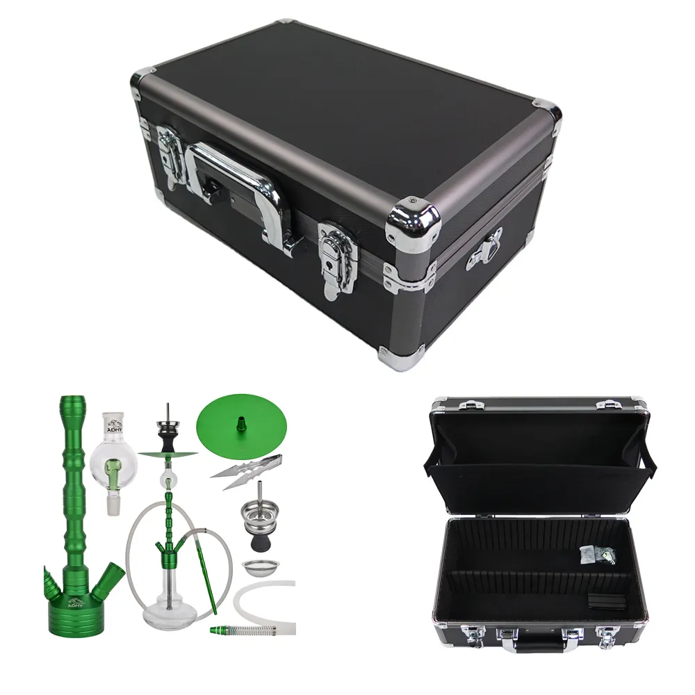 portable hard shell Aluminum box shisha hookah accessory kit carrying case with custom foam