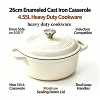 Cocotte en fonte émaillée avec couvercle, résistante au four, robuste, pour la cuisson du pain, le braisage et les ragoûts