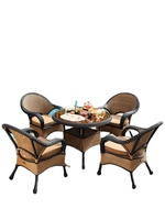 Chaise mobile en rotin tressé de style européen Golden Garden Terrace, table basse, table à thé de cour, sièges d'extérieur, chaises de véranda