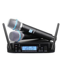 Système de microphones sans fil double UHF FM GLXD4 GLXD24 BETA87 BETA87A pour spectacles sur scène, dynamique, 2 canaux, 2 micros à main
