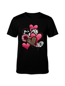 T-Shirt Casual da Donna con Stampa a Cuori, Manica Corta, Collo Tondo, 100% Cotone Jersey, Vestibilità Comoda, Stile Primavera-Estate - Product Image 1