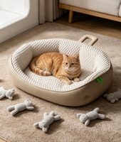 Lit pour animaux de compagnie portable, nid ovale, doublure en maille à bulles rafraîchissante, extérieur en PU imperméable, lit pour chat et chien doux et lavable pour le repos en intérieur