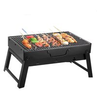 Kit de barbecue au charbon de bois portable et pliable avec souffleur, brochettes et brosse. Léger pour le camping, la randonnée, la plage et les pique-niques en plein air.