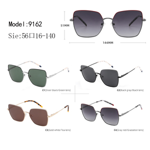 Gafas de Sol Rectangulares con Montura Metálica Completa, Lentes Verdes, Protección UV400, Unisex, para Uso en Exteriores - Product Image 2