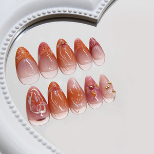 Gran oferta de parches de <span class=keywords><strong>manicura</strong></span> <span class=keywords><strong>francesa</strong></span> de 30 piezas <span class=keywords><strong>con</strong></span> diamantes portátiles, uñas postizas extraíbles para aplicación en los dedos - Product Image 3