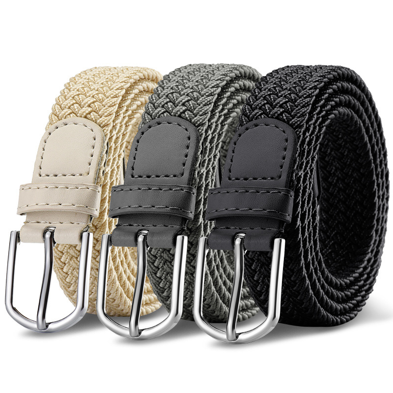Cintura Elastica Uomo Con Fibbia In Lega Di Zinco – Larghezza 3,4 Cm, Regolabile, In Tessuto Intrecciato, Per Jeans E Casual - 3