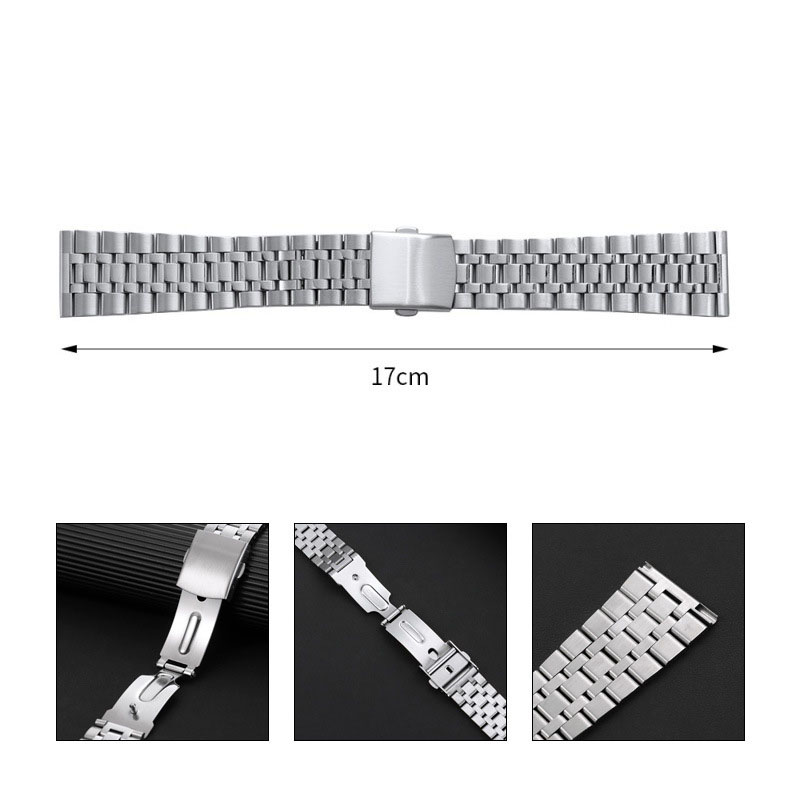 Wholesale 5 Bead Stainless Steel Watch Strap Quick Release 10/12/16/16/18/20/22mm Folding Buckle Metal Watch Band Women Straps