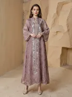 Nouvelle Arrivée Robe Longue en Tulle Entièrement Brodée et Ornée de Paillettes, Robe Maxi Artisanale de Haute Qualité Vente en Gros Usine
