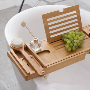 Venta caliente naturaleza bambú madera extensible antideslizante bañera <span class=keywords><strong>Caddy</strong></span> bandeja para baño Spa experiencia - Product Image 4