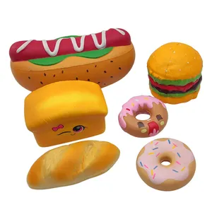 Fabricação de brinquedo de comida de espuma PU de forma personalizada para alívio do estresse, donuts de pão de crescimento lento, brinquedo mole