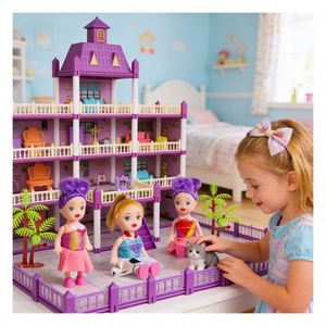 Juego de Casa de Muñecas Unisex para Niños, Casa de Juguete de Plástico para Armar, Villa de Princesas y Castillo, Juego de Imitación - Product Image 3