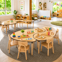 Juego de Mesa y Silla de Madera Montessori para Niños Pequeños, Muebles para Preescolar, Guardería, Jardín de Infancia
