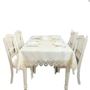 Embroidery lace tablecloth round polyester lace table cloth large new design lace tablecloths