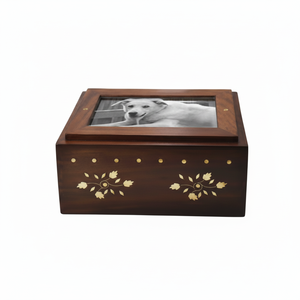 Urna conmemorativa para mascotas de estilo americano moderno, recuerdo de cenizas de gato y perro de alta calidad con marco de fotos de calidad, suministros funerarios - Product Image 1