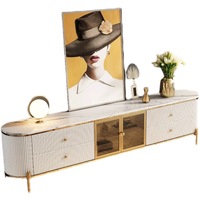 Ensemble meuble TV, console italien minimaliste avec dessus en marbre, table basse de luxe, meubles de salon
