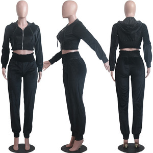 S8826-wholesale <strong>Women</strong> Clothes Velvet 2 Piece Set <strong>Women</strong> <strong>Velour</strong> <strong>Tracksuit</strong> - Product Image 6