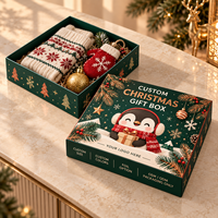 Coffret Cadeau de Noël Personnalisé Écologique Portable en Gros avec Gants Tricotés/Foulard, Emballage Imprimé, Logo Personnalisé et Insert