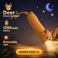 Veilleuse LED d'urgence pour bébé en forme de cerf, mini lampe torche rechargeable en silicone USB pour enfants, lumière blanc chaud, garantie 1 an pour les enfants