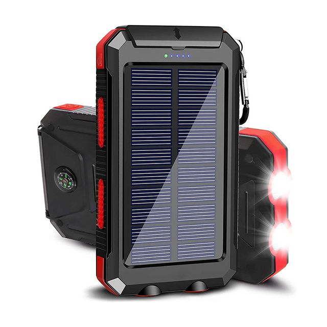Power Bank 10000/20000Mah Flashlight Power Banks With Led Display Solar Panel Power Charger