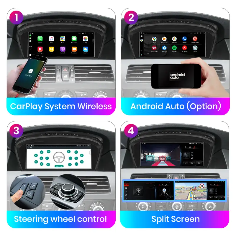 Bmw E61 Junsun AI Voice Wireless CarPlay Car Radio Multimedia For BMW 5 Series E60 E61 E63 E64 E90 E91 E92 DSP 4G Android Auto GPS 2din