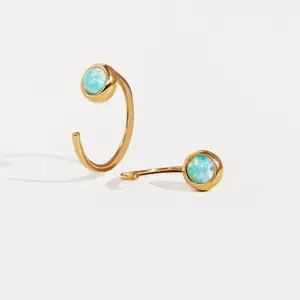 Simple 18k gold plated earrings high quality 2023 women 925 sterling silver opal studs