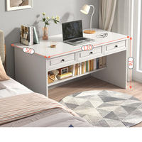 Bureau d'étude moderne blanc avec 3 tiroirs et étagère intégrée, ensemble de bureau minimaliste, table d'ordinateur pour étudiant, chambre, appartement