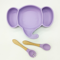 Nouveaux ensembles d'articles d'alimentation pour bébés et tout-petits, en silicone souple de qualité alimentaire, vaisselle à ventouse, motif animal, sans BPA