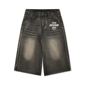 Tifo61212 Groothandel Op Maat Gemaakte Losse Katoenen Denim Broek Baggy Jorts Jeans Acid Wash Shorts