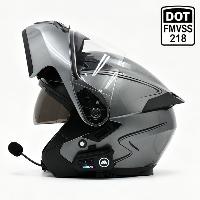 Hot Sale DFG Modular Flip up Motorcycle Helmets High-Density ABS DOT Certified with PC Dual Visor LED Tail Light(Optional)