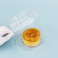 Boîte à hamburger en plastique transparente jetable en PET RPET avec couvercle à charnière, boîte à pâtisserie, boîte à nourriture transparente en forme de coquille