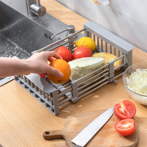 Extendable Stainless Steel Dish Rack L Collapsible Kitchen <b>Sink</b> Drainer Storage Basket - Product Image 1