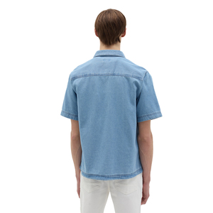 Camicia in Denim a manica corta oversize con logo personalizzato di alta qualità - Product Image 2