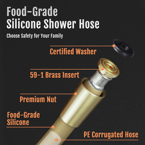 <strong>2025</strong> Light Gold Super Flexible Silicone Shower <strong>Hose</strong> WRAS NSF Certified Food Grade Skin-Friendly Design for Luxury Bathrooms - Product Image 3