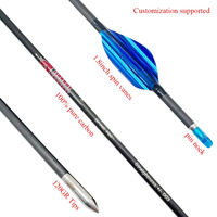 Flèche en carbone pur ID3.2mm Spine 350-1000 avec des ailerons en spirale de 1,8 pouce pour arc recurve/compound et flèche