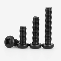 Oxyde noir en acier au carbone Phillips Driver Pan Cross demi-tête ronde vis à métaux M1.2 M1.6 M2 M2.5 M3 X 8mm M4 M5 M6 M8 GB818