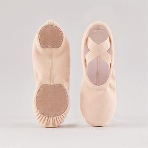 Chaussons <span class=keywords><strong>de</strong></span> ballet souples pour filles, dessus en tissu élastique, semelle extérieure en cuir véritable pour la danse, le yoga et l'entraînement - Product Image 3