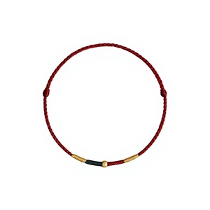 Bracelet en fer fin tressé avec perles porte-bonheur en sable de fer et or, pour éloigner la malchance de cette année et protéger la vie - Product Image 1