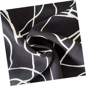 OEM Manufacture High Quality Simple Line Printed Custom 100% Viscose Crepe Cheap Fabric for Pants Garment Muslin Dress Hijab