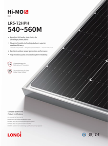 Panel Surya LONGI 555w Mono-kristalin LR5-72HPH <span class=keywords><strong>540</strong></span>-560M Half Cell Single Glass PV Module - Product Image 5