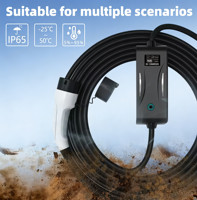 Chargeur EV portable 7 kW 32A IP65 étanche, station de charge rapide à domicile avec câble de 5 m
