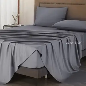 Cloudland Bamboo Bed Sheets Sets 4 Pieces Bedding Set Wholesale 100% Organic Bamboo Fitted Bedsheet Set Charcoal Viscose