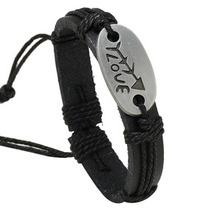 Bracciale <span class=keywords><strong>in</strong></span> <span class=keywords><strong>pelle</strong></span> nera artigianale-Design semplice con vari modelli gioielli da polso da uomo - Product Image 1