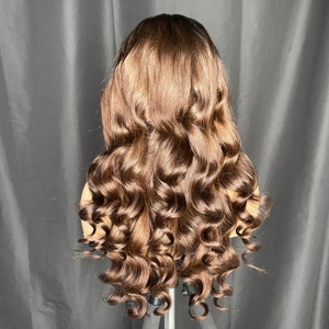 Peluca frontal de encaje HD 13x4 de cabello humano virgen Remy ondulado de alta calidad, estilo Body Wave, indio y brasileño, al por mayor y barata - Product Image 6